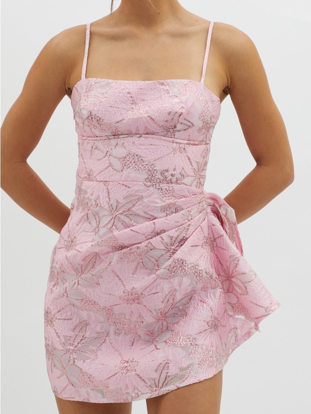 Selfie Leslie Pink Floral Sequin Mini Dress